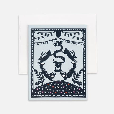 Love You to The Moon Critters Greeting Card