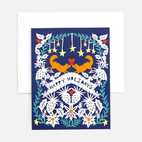 Happy Holidays - Foxes Card