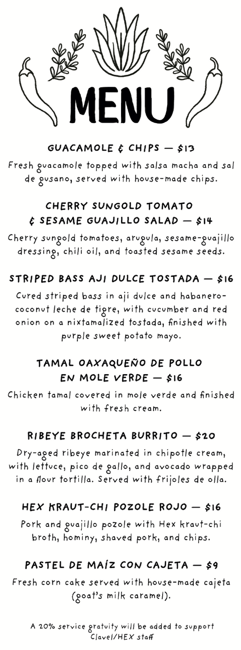 HEX Superette Presents: Clavel Kitchen Takeover Weekend October 18th-19th